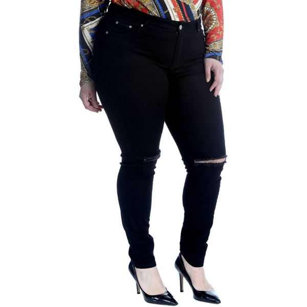 Picture of RIPPED STRETCH BLACK  DENIM JEANS